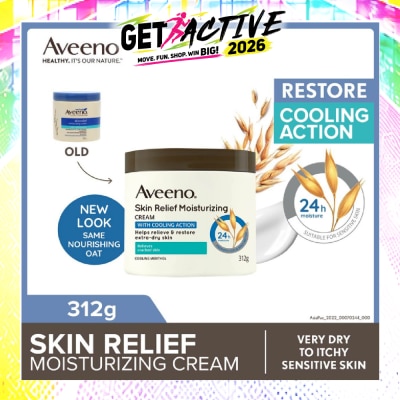 AVEENO - Skin Relief Moisturizing Cream With Cooling Action (Helps Soothe Night Time Itch & Steroid-Free Suitable For Very Dry To Itchy Skin And Gentle Enough For Sensitive Skin) 312g image