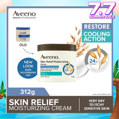 AVEENO Skin Relief Moisturizing Cream With Cooling Action (Helps Soothe Night Time Itch & Steroid-Free Suitable For Very Dry To Itchy Skin And Gentle Enough For Sensitive Skin) 312g