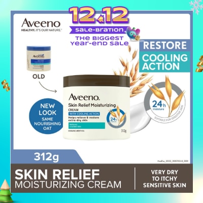 AVEENO Skin Relief Moisturizing Cream With Cooling Action (Helps Soothe Night Time Itch & Steroid-Free Suitable For Very Dry To Itchy Skin And Gentle Enough For Sensitive Skin) 312g