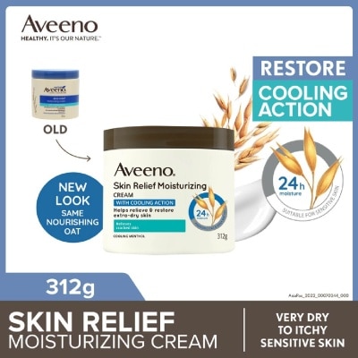 AVEENO Skin Relief Moisturizing Cream With Cooling Action (Helps Soothe Night Time Itch & Steroid-Free Suitable For Very Dry To Itchy Skin And Gentle Enough For Sensitive Skin) 312g