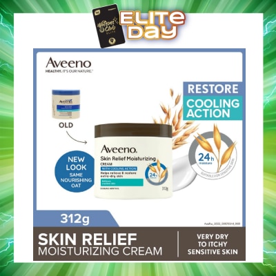 AVEENO - Skin Relief Moisturizing Cream With Cooling Action (Helps Soothe Night Time Itch & Steroid-Free Suitable For Very Dry To Itchy Skin And Gentle Enough For Sensitive Skin) 312g