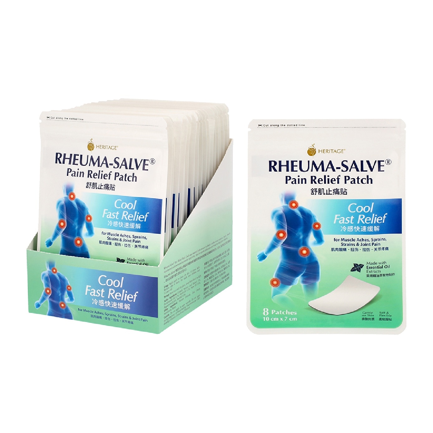 Rheuma-Salve Pain Relief Patch Cool for Muscle Aches, Sprains, Strains & Joint Pain 8s