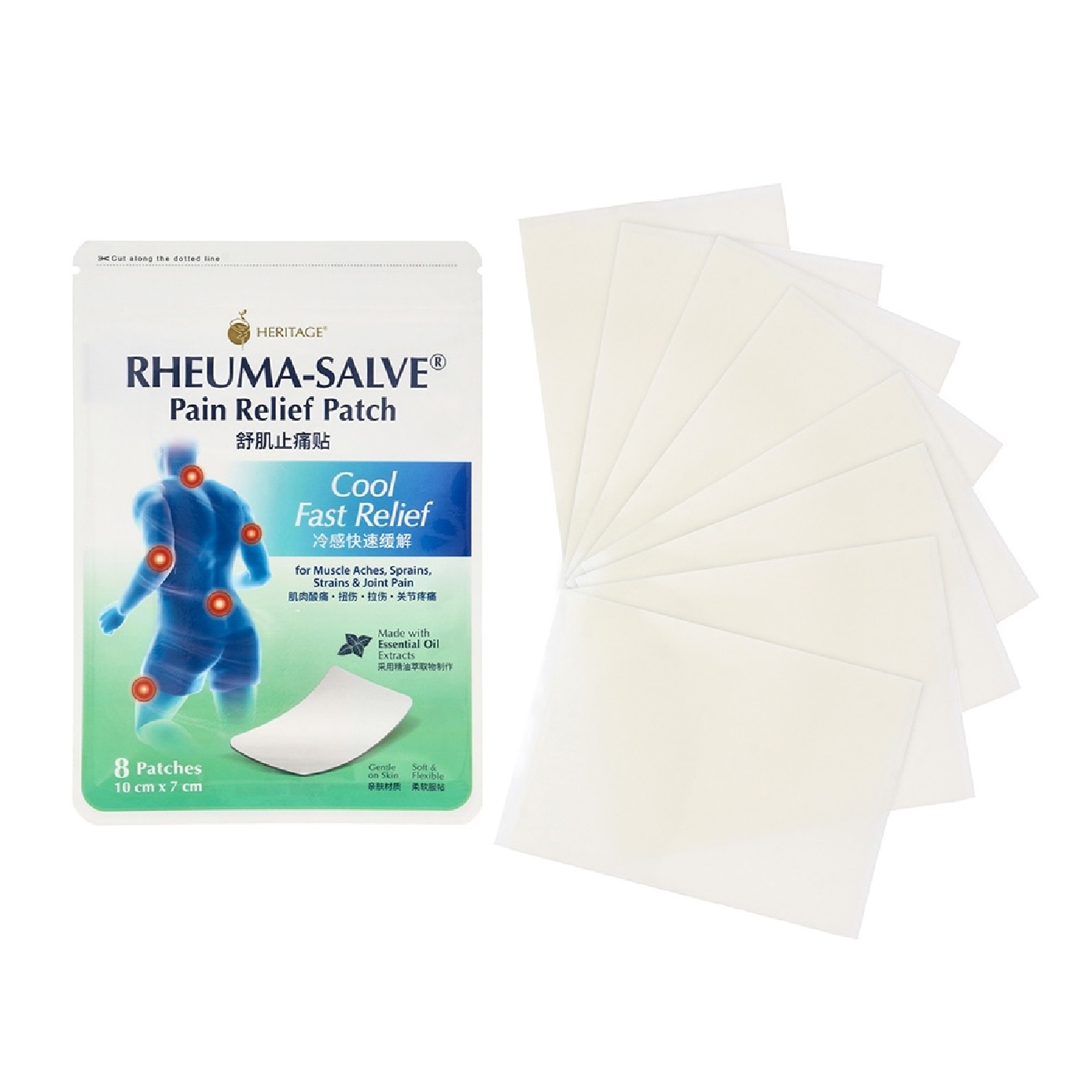 Rheuma-Salve Pain Relief Patch Cool for Muscle Aches, Sprains, Strains & Joint Pain 8s