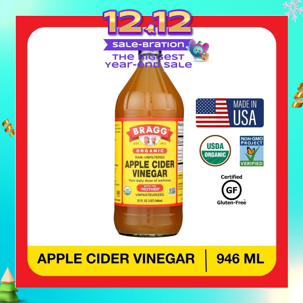 Organic Raw-Unfiltered Apple Cider Vinegar (With The Mother) 946ml
