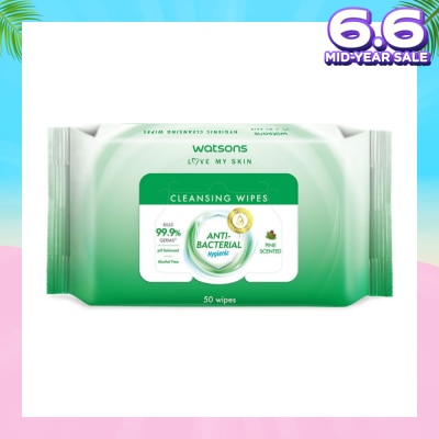 WATSONS Anti-Bacterial Hygienic Cleansing Wipe Pine (For Skin Nourishing & Moisturising) 50s