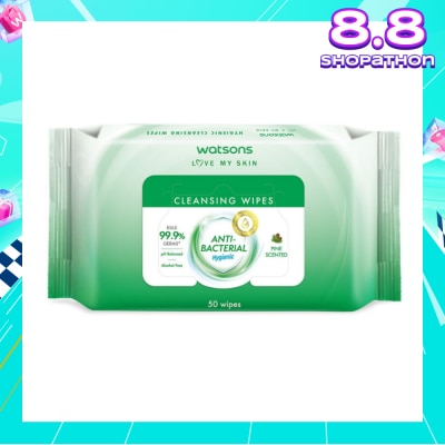 WATSONS Anti-Bacterial Hygienic Cleansing Wipe Pine (For Skin Nourishing & Moisturising) 50s