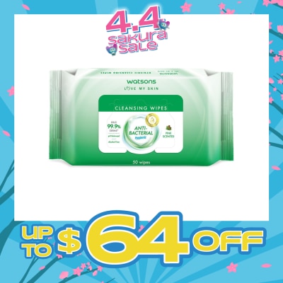 WATSONS - Anti-Bacterial Hygienic Cleansing Wipe Pine (For Skin Nourishing & Moisturising) 50s