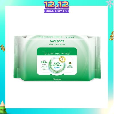 WATSONS Anti-Bacterial Hygienic Cleansing Wipe Pine (For Skin Nourishing & Moisturising) 50s