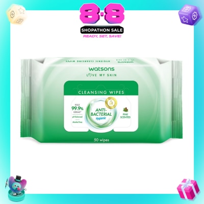 WATSONS - Anti-Bacterial Hygienic Cleansing Wipe Pine (For Skin Nourishing & Moisturising) 50s
