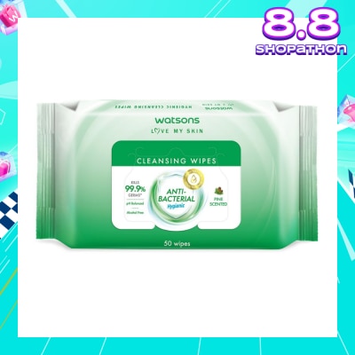 WATSONS Anti-Bacterial Hygienic Cleansing Wipe Pine (For Skin Nourishing & Moisturising) 50s