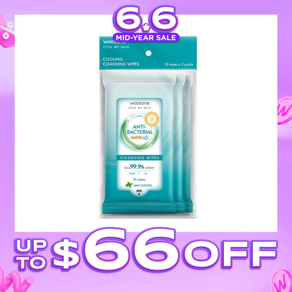 Anti-Bacterial Cooling Cleansing Wipe Mint Pack Set (To Gently Cleanses & Leaves Skin Feeling Fresh) 10s x 3 Pack