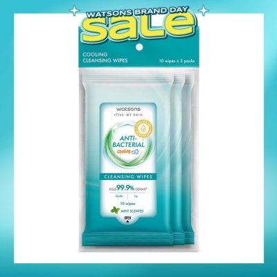 WATSONS - Anti-Bacterial Cooling Cleansing Wipe Mint Pack Set (To Gently Cleanses & Leaves Skin Feeling Fresh) 10s x 3 Pack