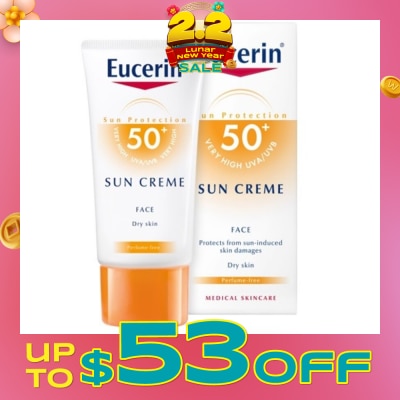 EUCERIN Sun Crème for Face SPF50+ (For Dry Skin + Protect Face from Sun-Induced Skin Damage) 50ml