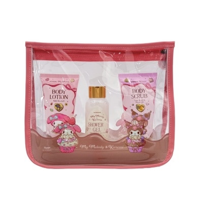 WATSONS [XMAS GIFT] My Melody & Kuromi Bath Packset consists Wild Bluebell Body Lotion 100ml + English Pear & Freesia Shower Gel 100ml + Lime Basil & Mandarin Body Scrub 100ml