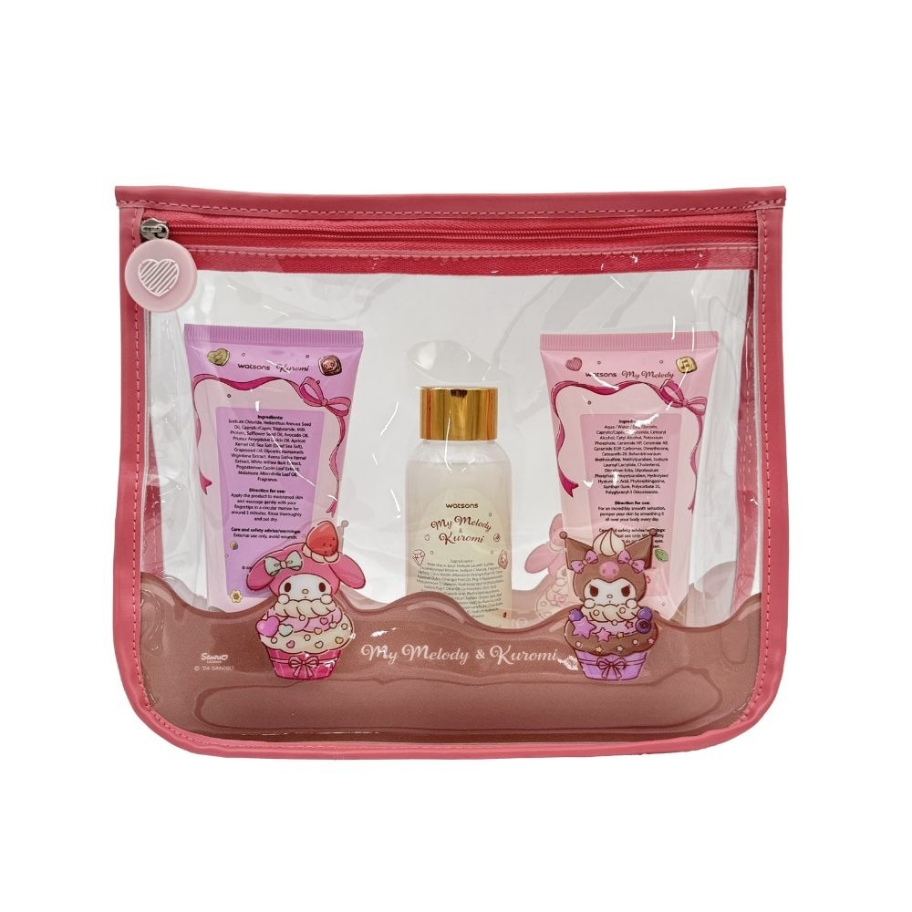 [XMAS GIFT] My Melody & Kuromi Bath Packset consists Wild Bluebell Body Lotion 100ml + English Pear & Freesia Shower Gel 100ml + Lime Basil & Mandarin Body Scrub 100ml