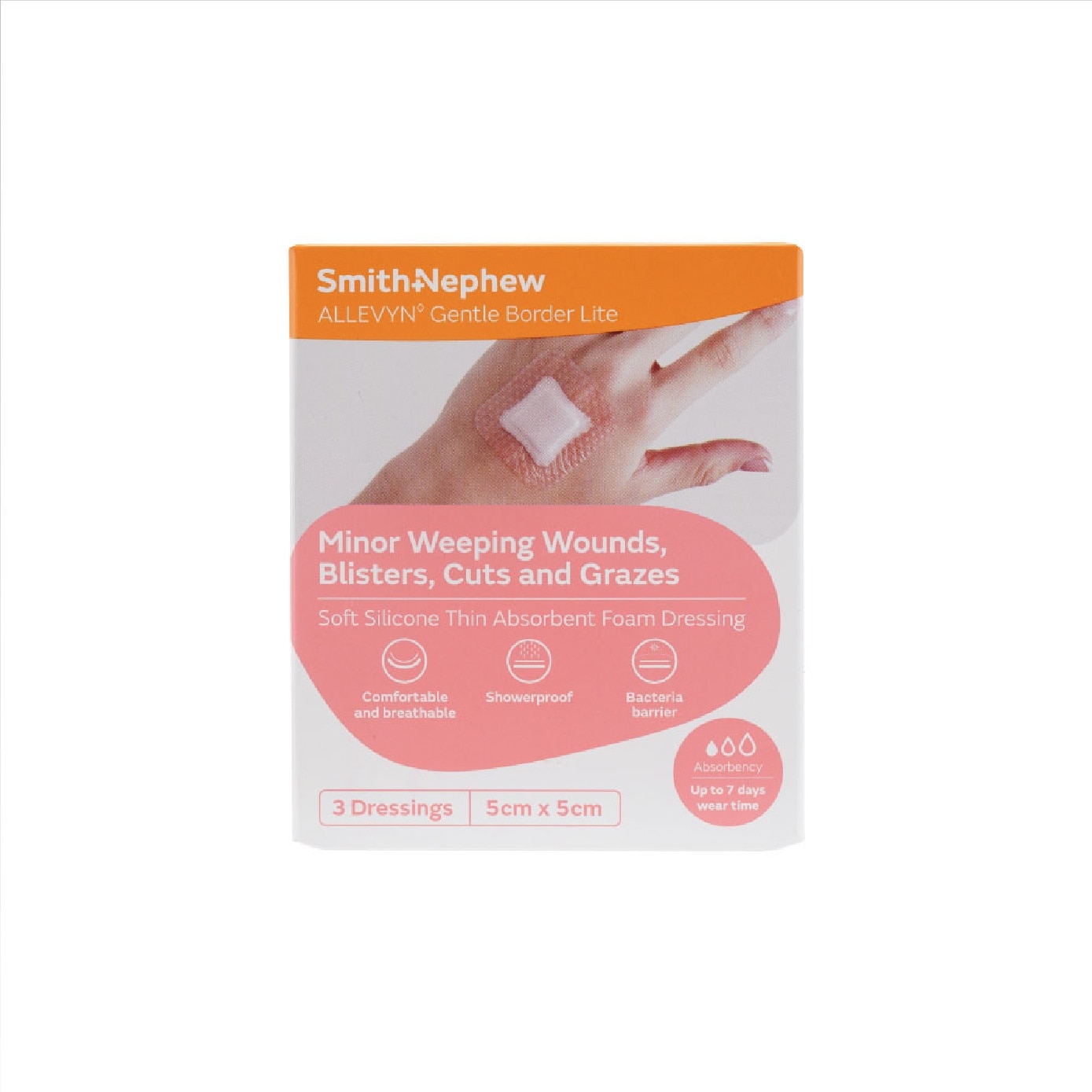 Allevyn Gentle Border Lite Dressing 5cm x 5cm 3s
