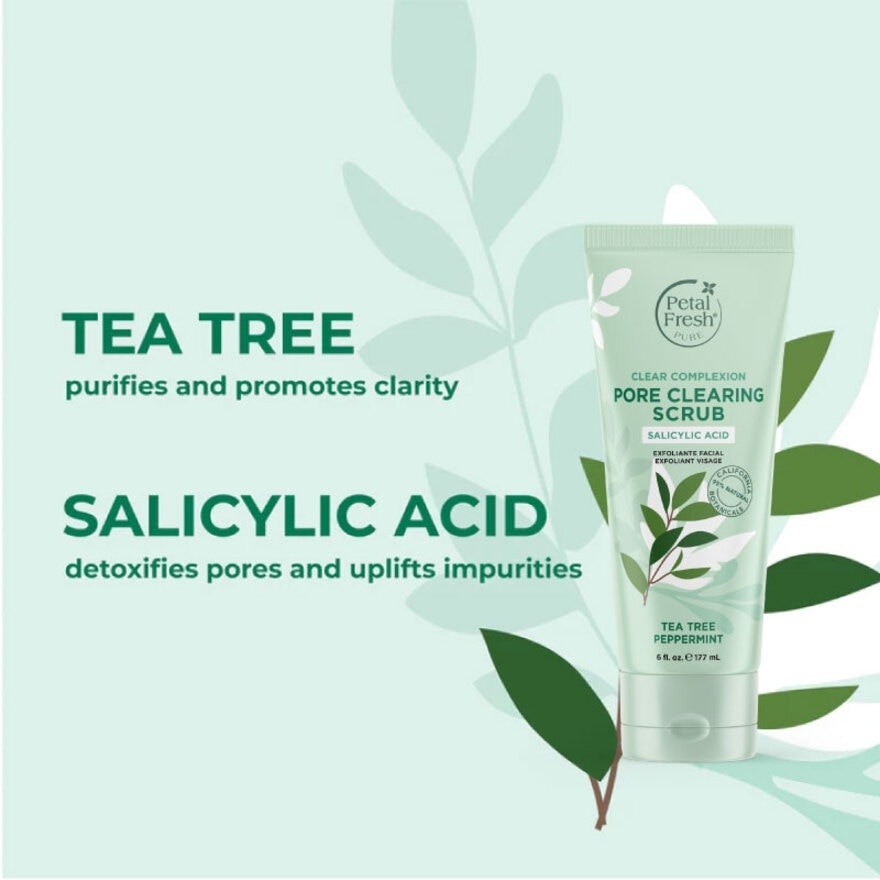 Clear Complexion Pore Clearing Scrub Tea Tree Peppermint (To Help Unclog Pores, Reduce Redness & Soothe Irritated Skin) 177ml