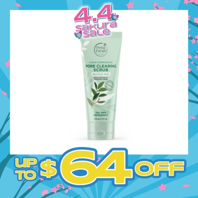 PETAL FRESH - Clear Complexion Pore Clearing Scrub Tea Tree Peppermint (To Help Unclog Pores, Reduce Redness & Soothe Irritated Skin) 177ml