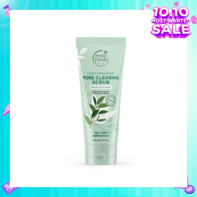 PETAL FRESH Clear Complexion Pore Clearing Scrub Tea Tree Peppermint (To Help Unclog Pores, Reduce Redness & Soothe Irritated Skin) 177ml