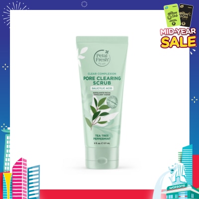 PETAL FRESH Clear Complexion Pore Clearing Scrub Tea Tree Peppermint (To Help Unclog Pores, Reduce Redness & Soothe Irritated Skin) 177ml