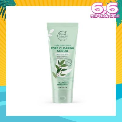 PETAL FRESH Clear Complexion Pore Clearing Scrub Tea Tree Peppermint (To Help Unclog Pores, Reduce Redness & Soothe Irritated Skin) 177ml