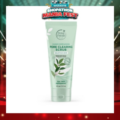 PETAL FRESH - Clear Complexion Pore Clearing Scrub Tea Tree Peppermint (To Help Unclog Pores, Reduce Redness & Soothe Irritated Skin) 177ml