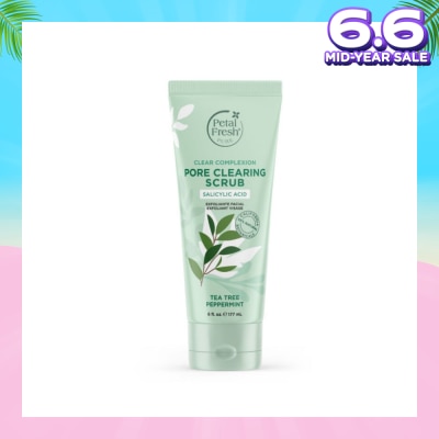 PETAL FRESH Clear Complexion Pore Clearing Scrub Tea Tree Peppermint (To Help Unclog Pores, Reduce Redness & Soothe Irritated Skin) 177ml