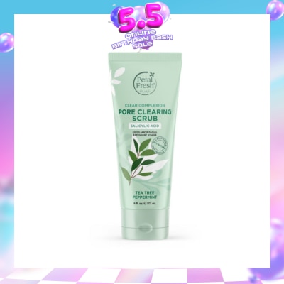 PETAL FRESH - Clear Complexion Pore Clearing Scrub Tea Tree Peppermint (To Help Unclog Pores, Reduce Redness & Soothe Irritated Skin) 177ml
