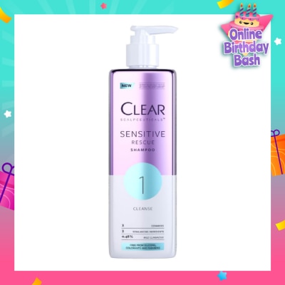 CLEAR Scalpceuticals 1 Cleanse Sensitive Rescue Shampoo (Silicone, Colorants & Parabens Free) 300ml