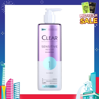CLEAR Scalpceuticals 1 Cleanse Sensitive Rescue Shampoo (Silicone, Colorants & Parabens Free) 300ml