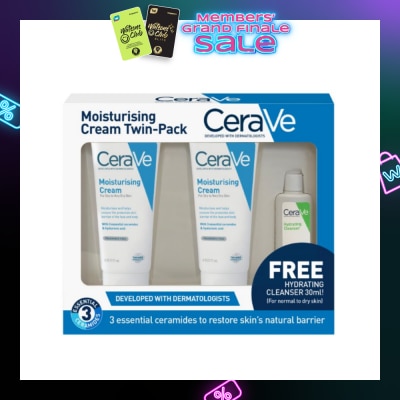 CERAVE Moisturising Cream Twin-Pack (Moisturising Cream 177ml 2s & Hydrating Cleanser 30ml 1s) 1s (Expiry: Aug`2026)