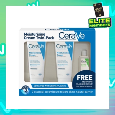 CERAVE Moisturising Cream Twin-Pack (Moisturising Cream 177ml 2s & Hydrating Cleanser 30ml 1s) 1s