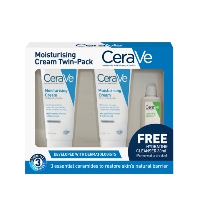 CERAVE Moisturising Cream Twin-Pack (Moisturising Cream 177ml 2s & Hydrating Cleanser 30ml 1s) 1s