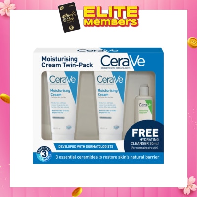 CERAVE Moisturising Cream Twin-Pack (Moisturising Cream 177ml 2s & Hydrating Cleanser 30ml 1s) 1s&nbsp;(Expiry: Aug`2026)