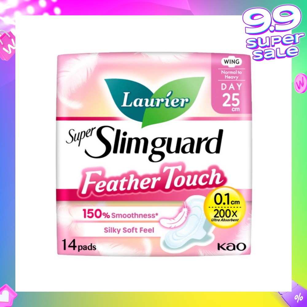Super Slimguard Day Feather Touch Wing Sanitary Pad 25cm 14s