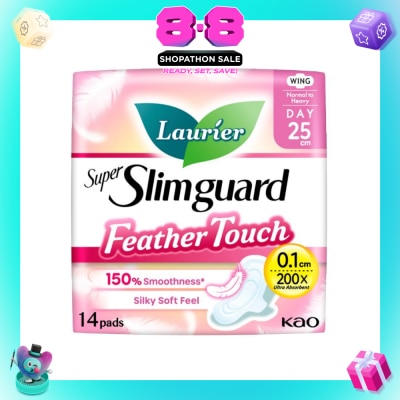 LAURIER - Super Slimguard Day Feather Touch Wing Sanitary Pad 25cm 14s