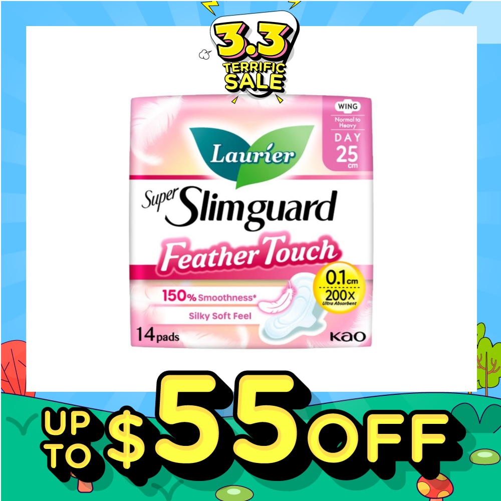 Super Slimguard Day Feather Touch Wing Sanitary Pad 25cm 14s