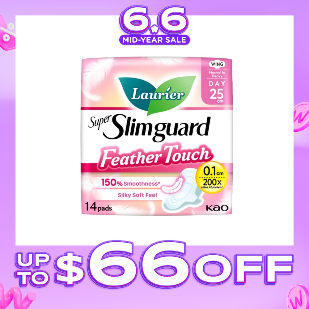 Super Slimguard Day Feather Touch Wing Sanitary Pad 25cm 14s