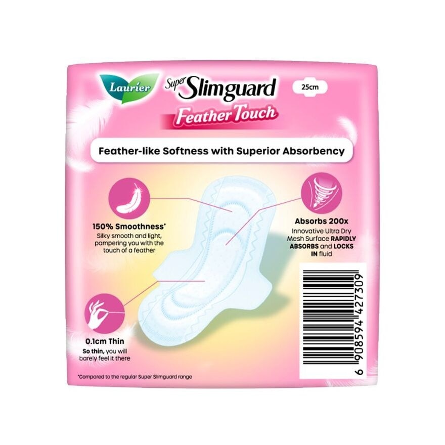 Super Slimguard Day Feather Touch Wing Sanitary Pad 25cm 14s