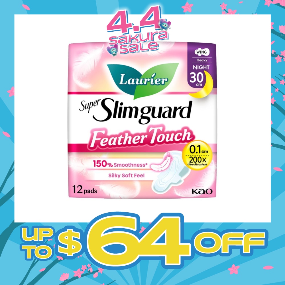 Super Slimguard Night Feather Touch Wing Heavy Sanitary Pad 30cm 12s