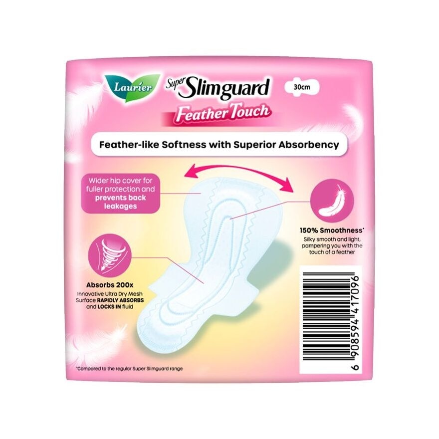 Super Slimguard Night Feather Touch Wing Heavy Sanitary Pad 30cm 12s