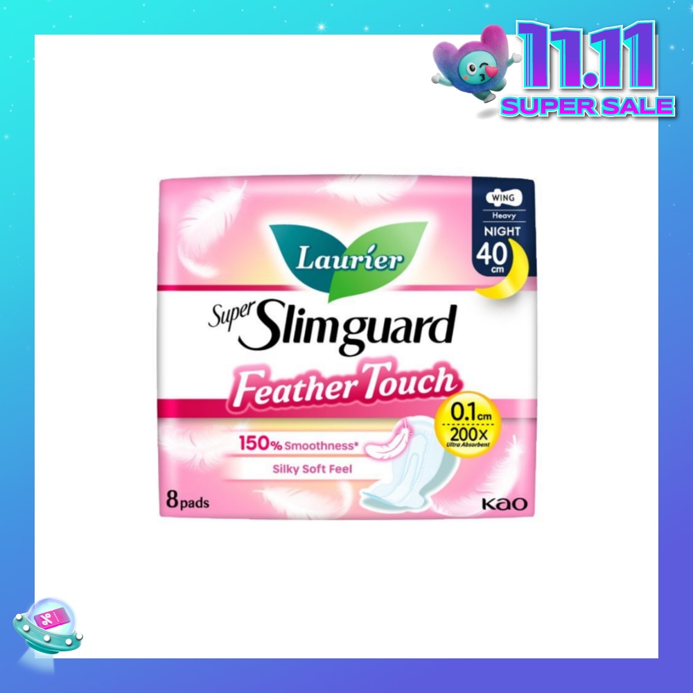 Super Slimguard Night Feather Touch Wing Heavy Sanitary Pad 40cm 8s