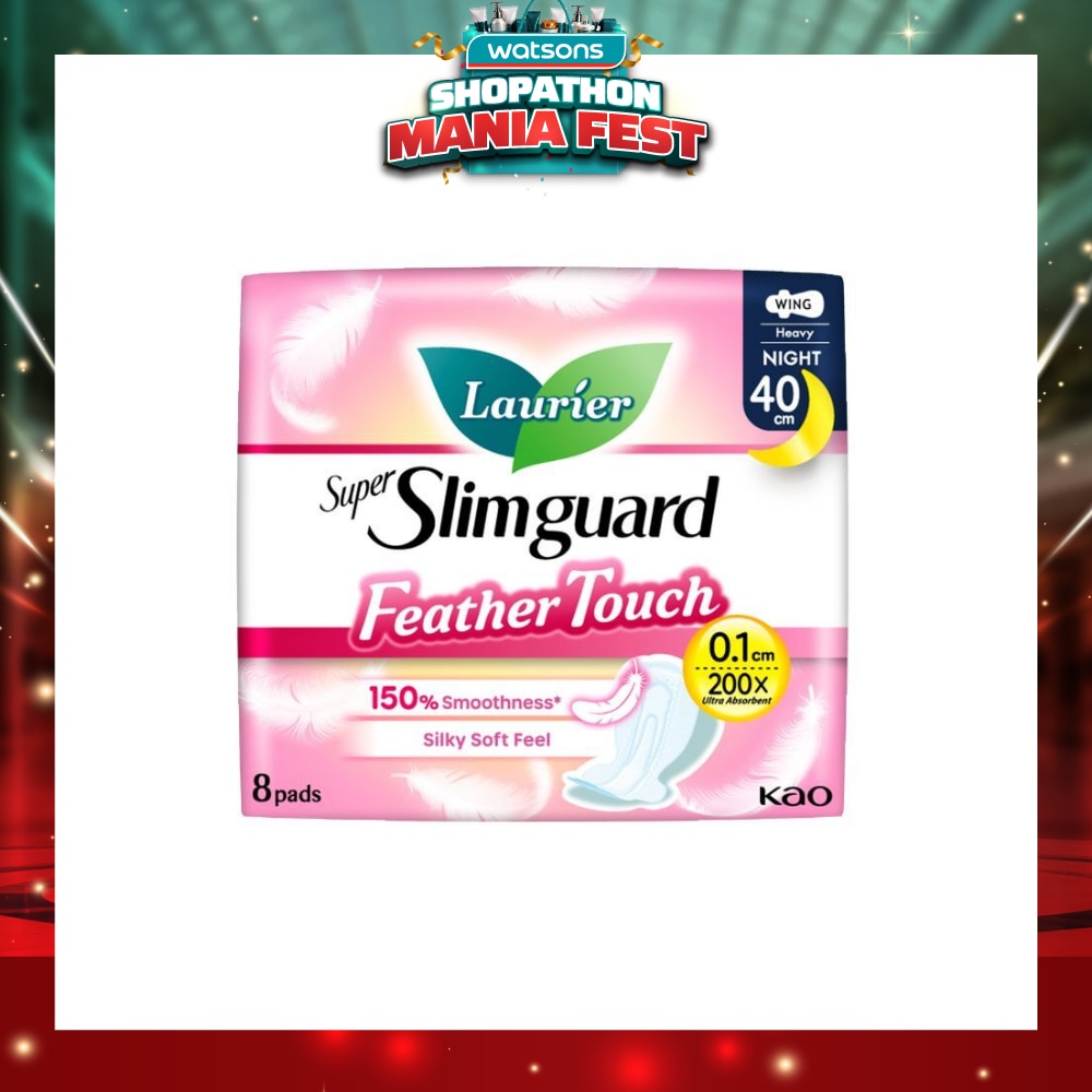 Super Slimguard Night Feather Touch Wing Heavy Sanitary Pad 40cm 8s