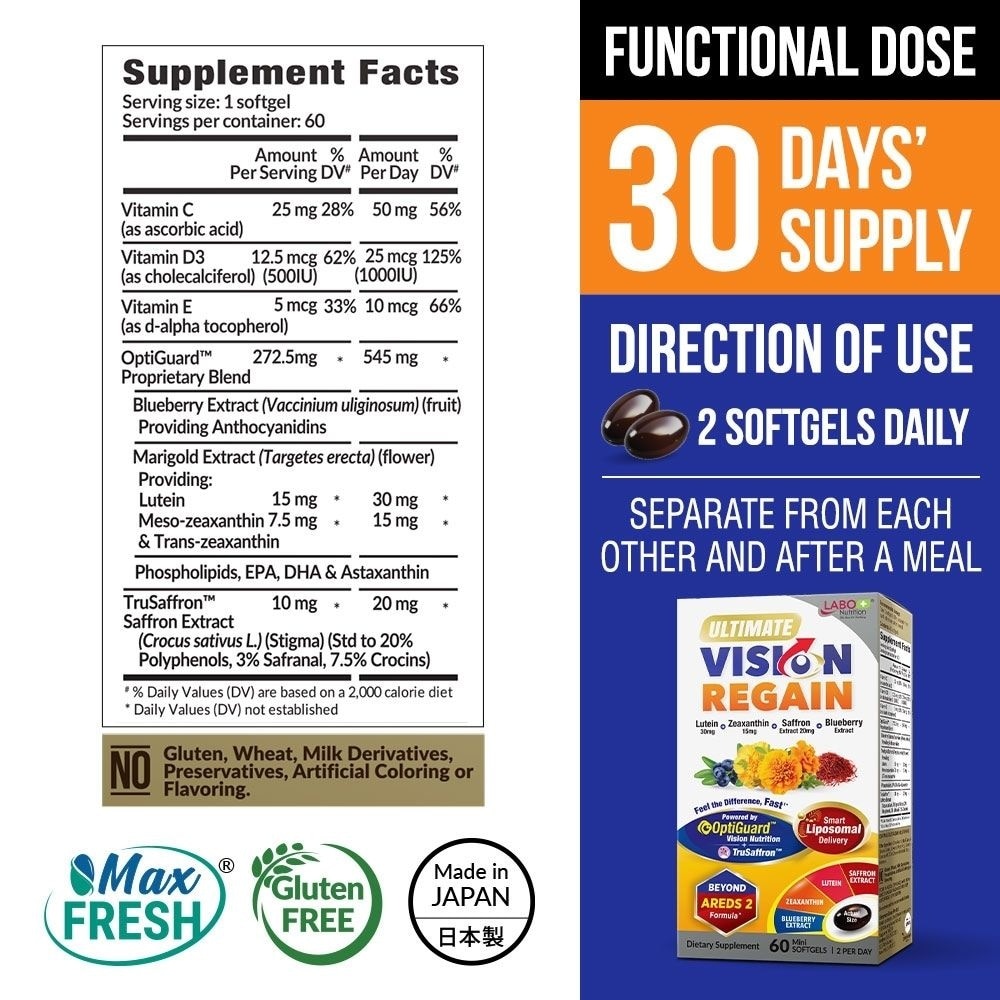 Ultimate VisionREGAIN Eye Health Supplement with Lutein, Zeaxanthin & Saffron Softgel 60s