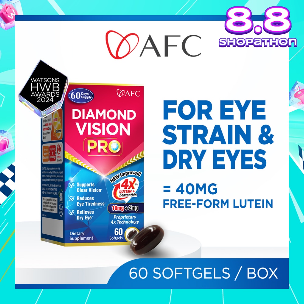 Diamond Vision PRO Dietary Supplement Softgel (Lutein+Zeaxanthin 4X Eye Supplement for Eye Strain, Dry Eye, Tired Eyes, Blurred Vision, Blue Light Protection, Eye Fatigue) 60s