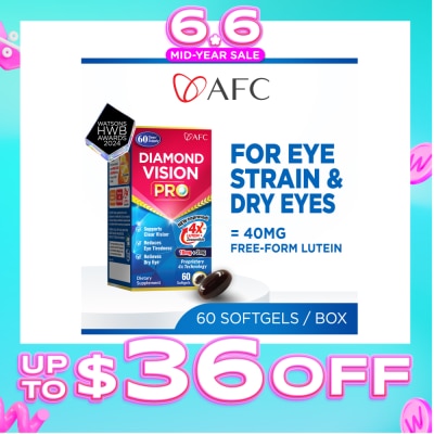 AFC - Diamond Vision PRO Dietary Supplement Softgel (Lutein+Zeaxanthin 4X Eye Supplement for Eye Strain, Dry Eye, Tired Eyes, Blurred Vision, Blue Light Protection, Eye Fatigue) 60s