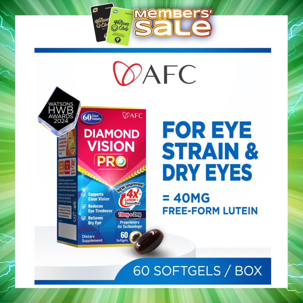 Diamond Vision PRO Dietary Supplement Softgel (Lutein+Zeaxanthin 4X Eye Supplement for Eye Strain, Dry Eye, Tired Eyes, Blurred Vision, Blue Light Protection, Eye Fatigue) 60s