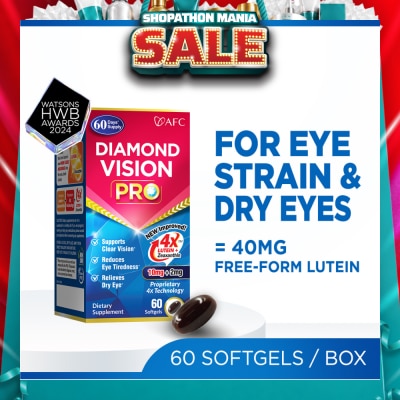 AFC - Diamond Vision PRO Dietary Supplement Softgel (Lutein+Zeaxanthin 4X Eye Supplement for Eye Strain, Dry Eye, Tired Eyes, Blurred Vision, Blue Light Protection, Eye Fatigue) 60s