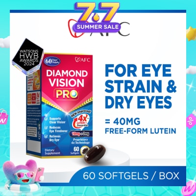 AFC - Diamond Vision PRO Dietary Supplement Softgel (Lutein+Zeaxanthin 4X Eye Supplement for Eye Strain, Dry Eye, Tired Eyes, Blurred Vision, Blue Light Protection, Eye Fatigue) 60s