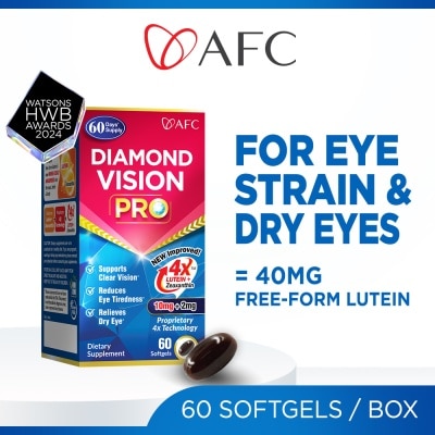 AFC Diamond Vision PRO Dietary Supplement Softgel (Lutein+Zeaxanthin 4X Eye Supplement for Eye Strain, Dry Eye, Tired Eyes, Blurred Vision, Blue Light Protection, Eye Fatigue) 60s